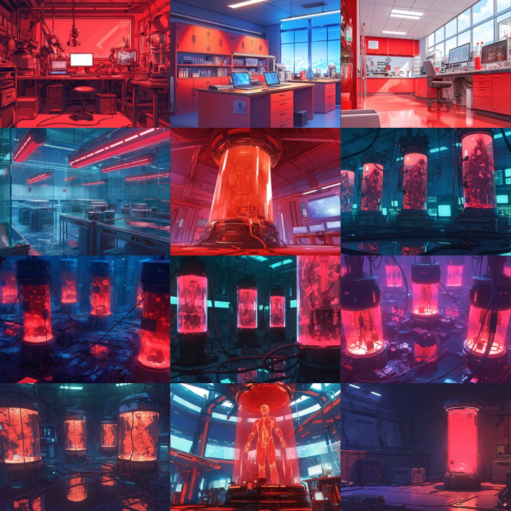 【TRPG背景素材】赤の研究所60枚|研究室・培養槽・解剖室etc