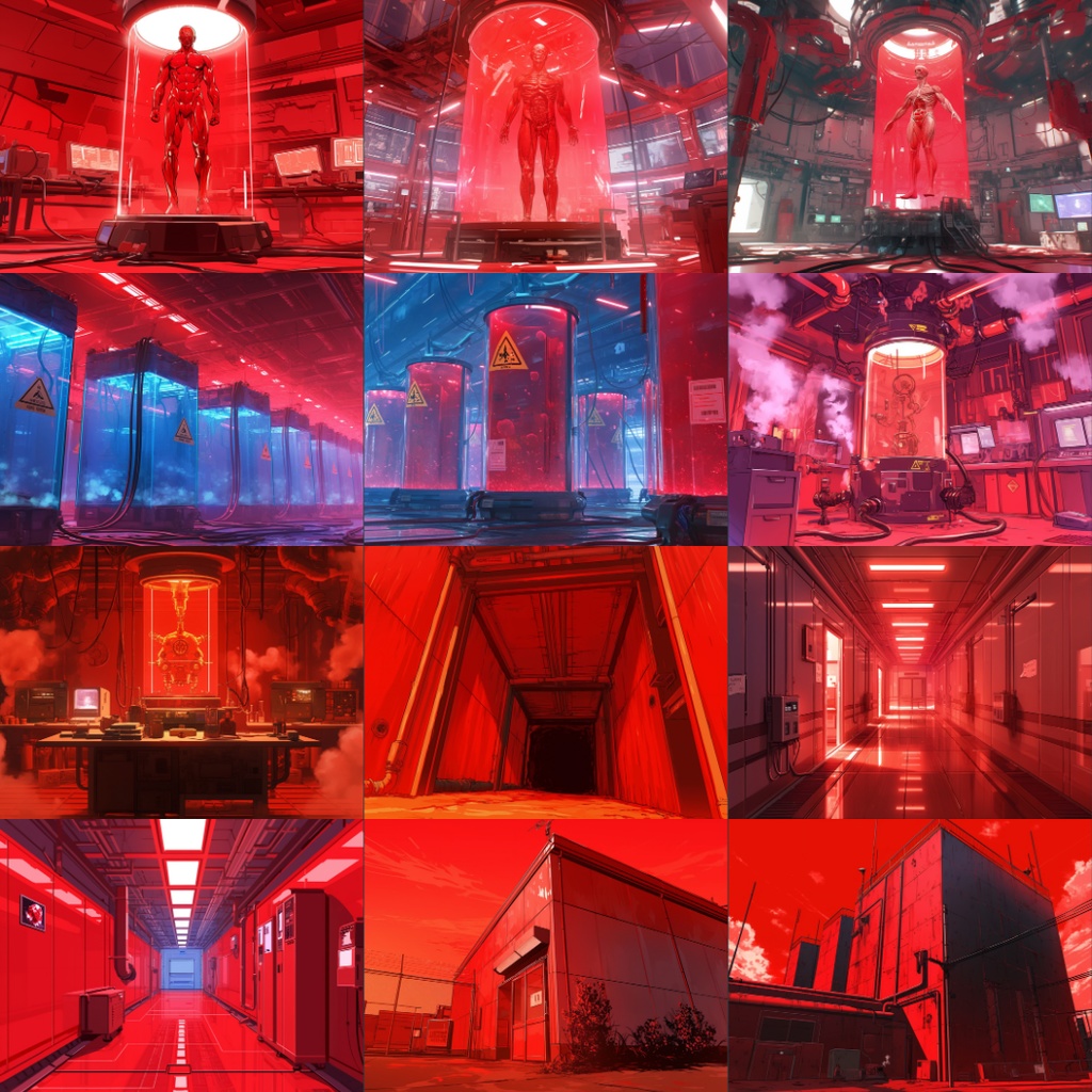 【TRPG背景素材】赤の研究所60枚|研究室・培養槽・解剖室etc