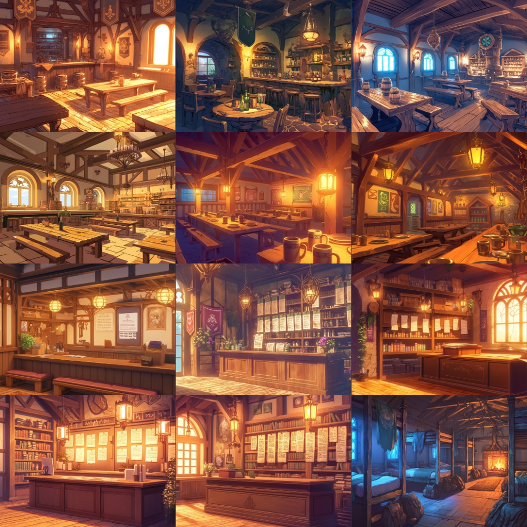 【TRPG背景素材】ギルドパック100枚|街並み・酒場・宿・会議室etc