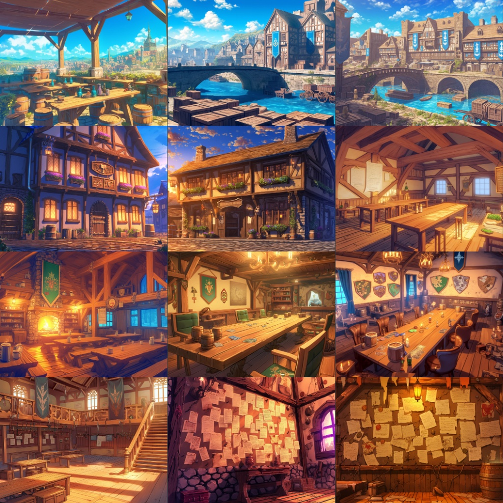 【TRPG背景素材】ギルドパック100枚|街並み・酒場・宿・会議室etc