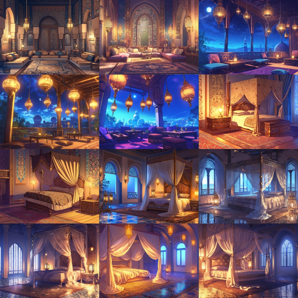 【TRPG背景素材】中東風80枚|宮殿・城・街並み・部屋etc