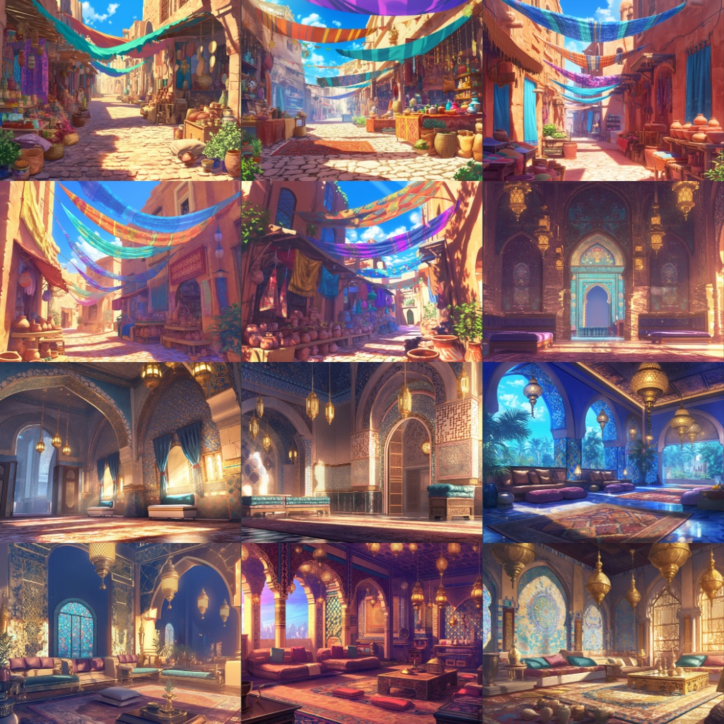 【TRPG背景素材】中東風80枚|宮殿・城・街並み・部屋etc