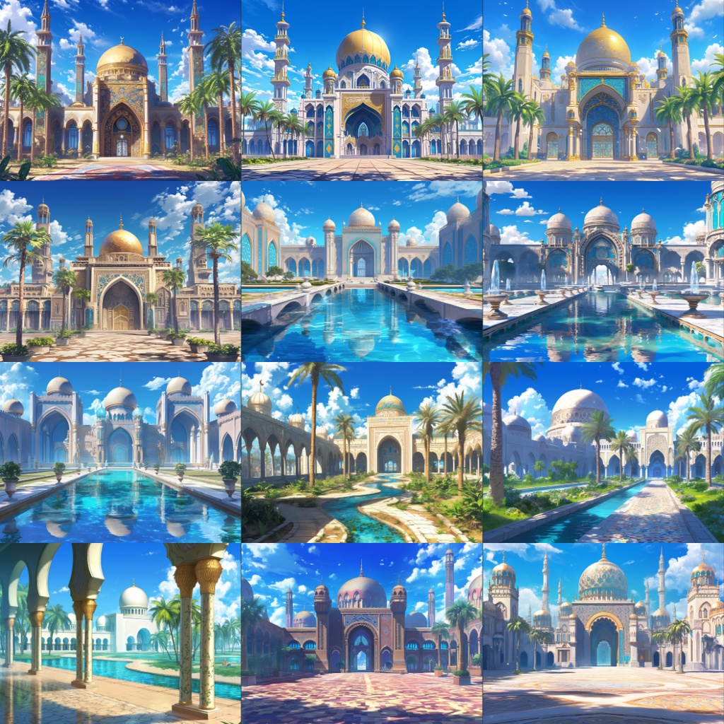 【TRPG背景素材】中東風80枚|宮殿・城・街並み・部屋etc