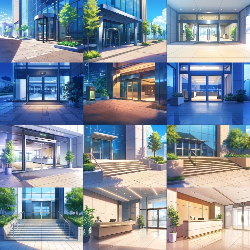 【TRPG背景素材】オフィス_110枚|会議室・廊下・外観・洗面台・入り口・資料室etc