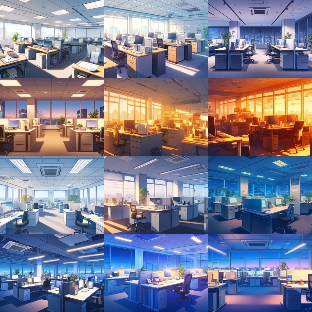 【TRPG背景素材】オフィス_110枚|会議室・廊下・外観・洗面台・入り口・資料室etc