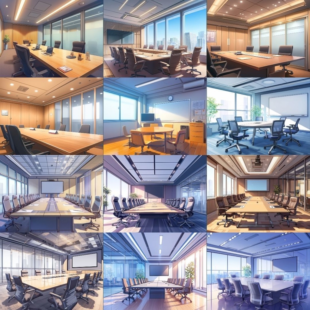 【TRPG背景素材】オフィス_110枚|会議室・廊下・外観・洗面台・入り口・資料室etc