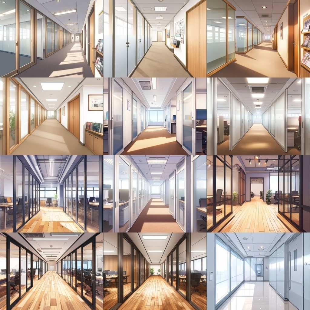 【TRPG背景素材】オフィス_110枚|会議室・廊下・外観・洗面台・入り口・資料室etc