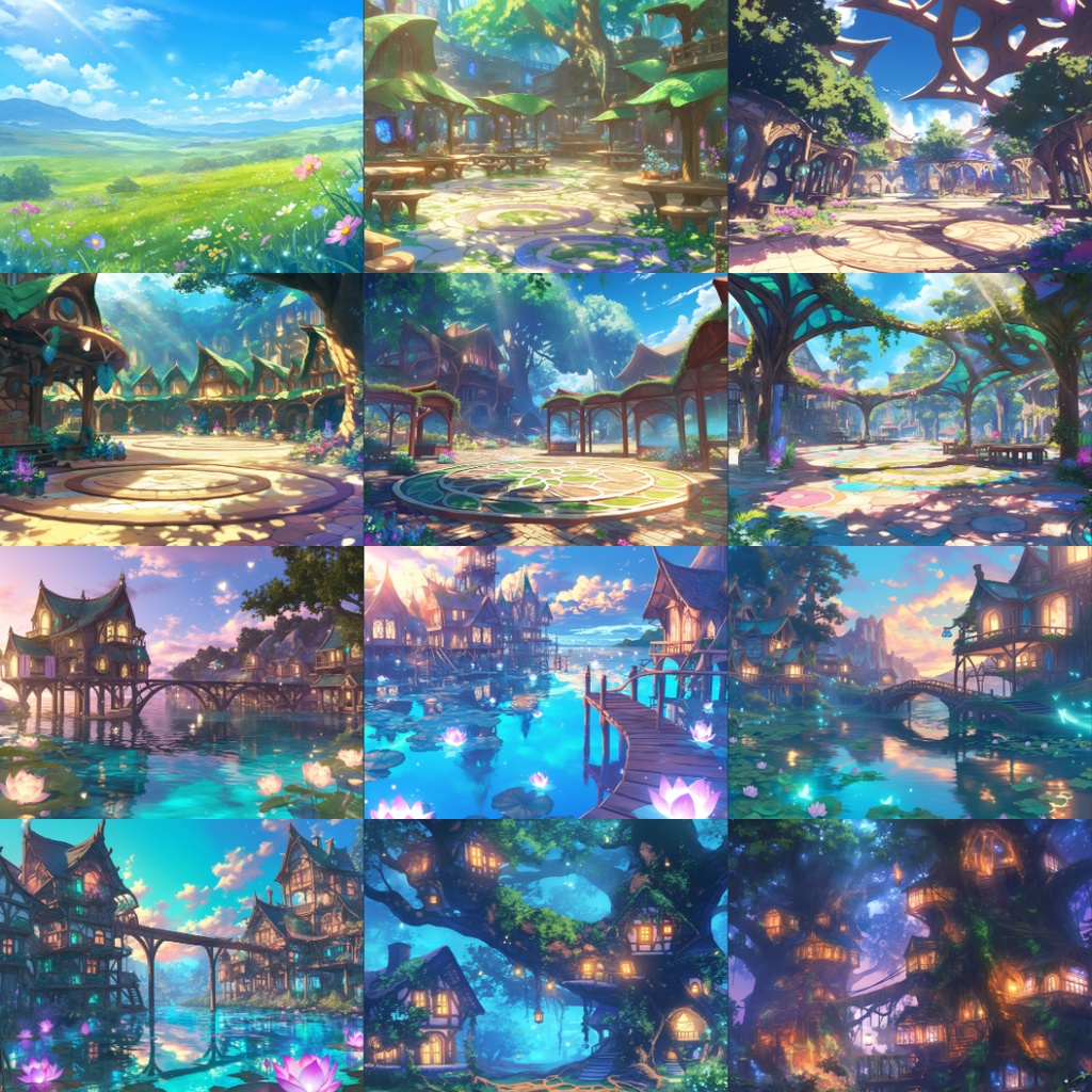 【TRPG背景素材】エルフの森_80枚|森・草原・村・家etc