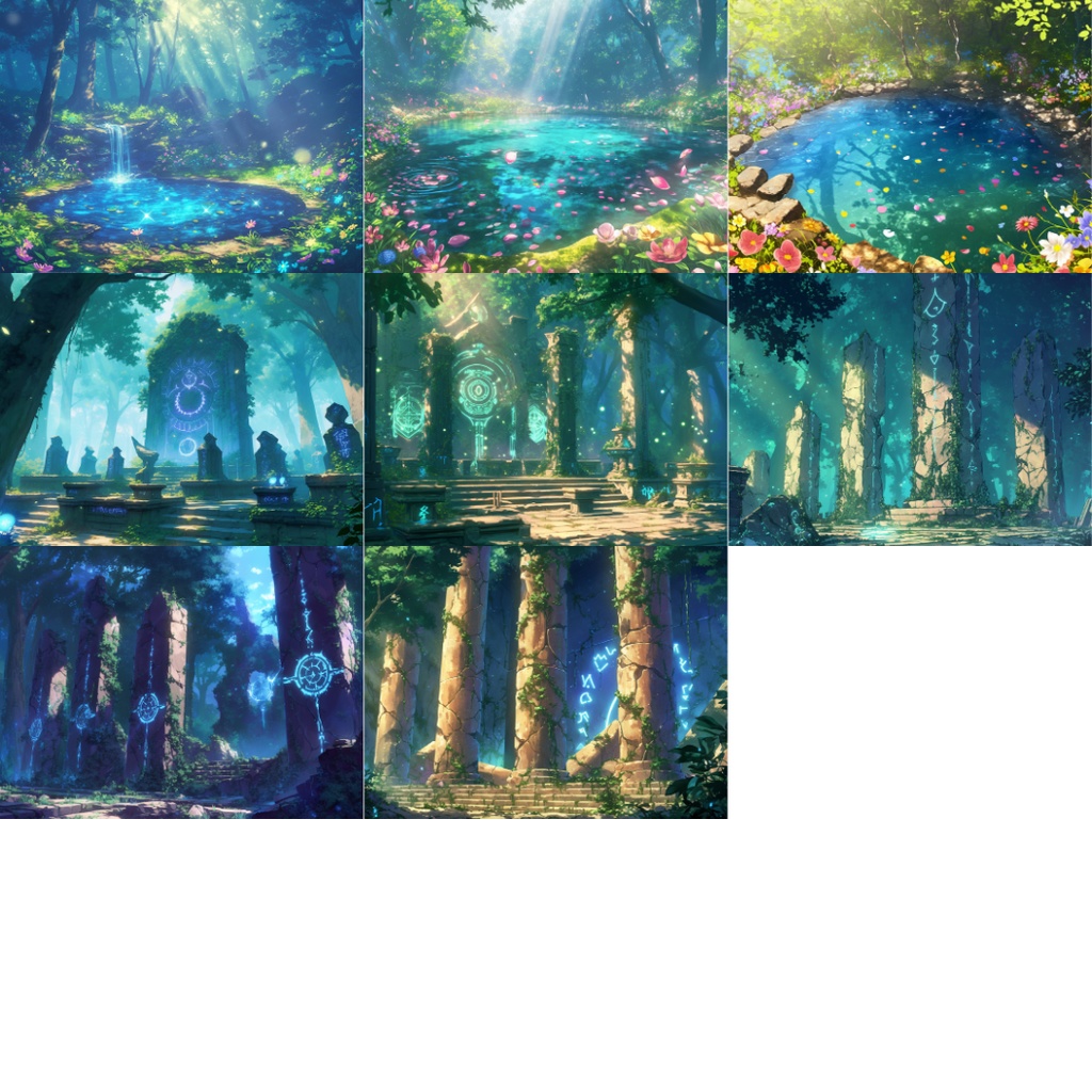 【TRPG背景素材】エルフの森_80枚|森・草原・村・家etc