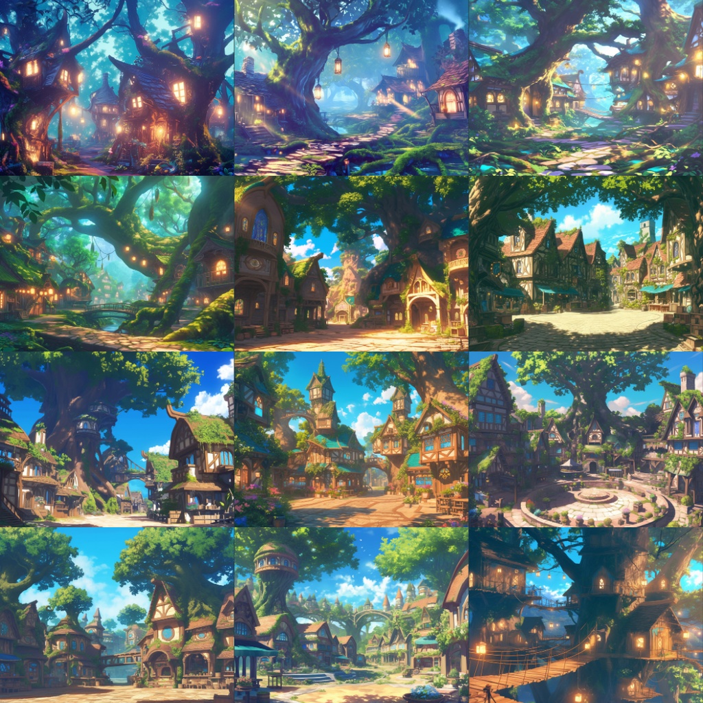 【TRPG背景素材】エルフの森_80枚|森・草原・村・家etc