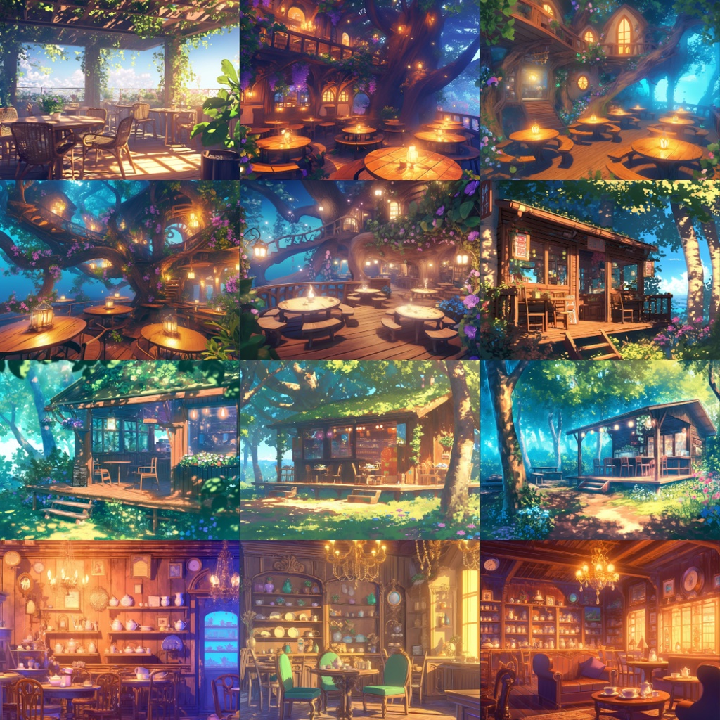 【TRPG背景素材】カフェ100枚|都会・喫茶店・森の中・海辺・アンティークetc