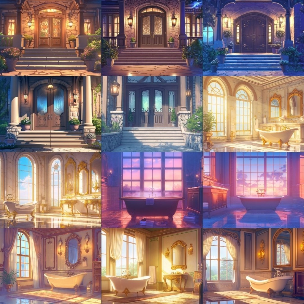 【TRPG背景素材】洋館250枚|庭・寝室・外観・ダイニングルーム・浴室・会議室etc