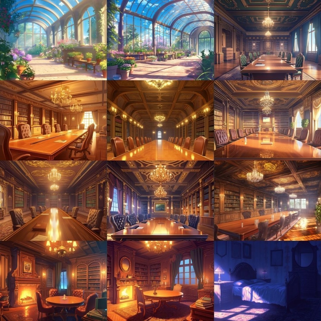 【TRPG背景素材】洋館250枚|庭・寝室・外観・ダイニングルーム・浴室・会議室etc