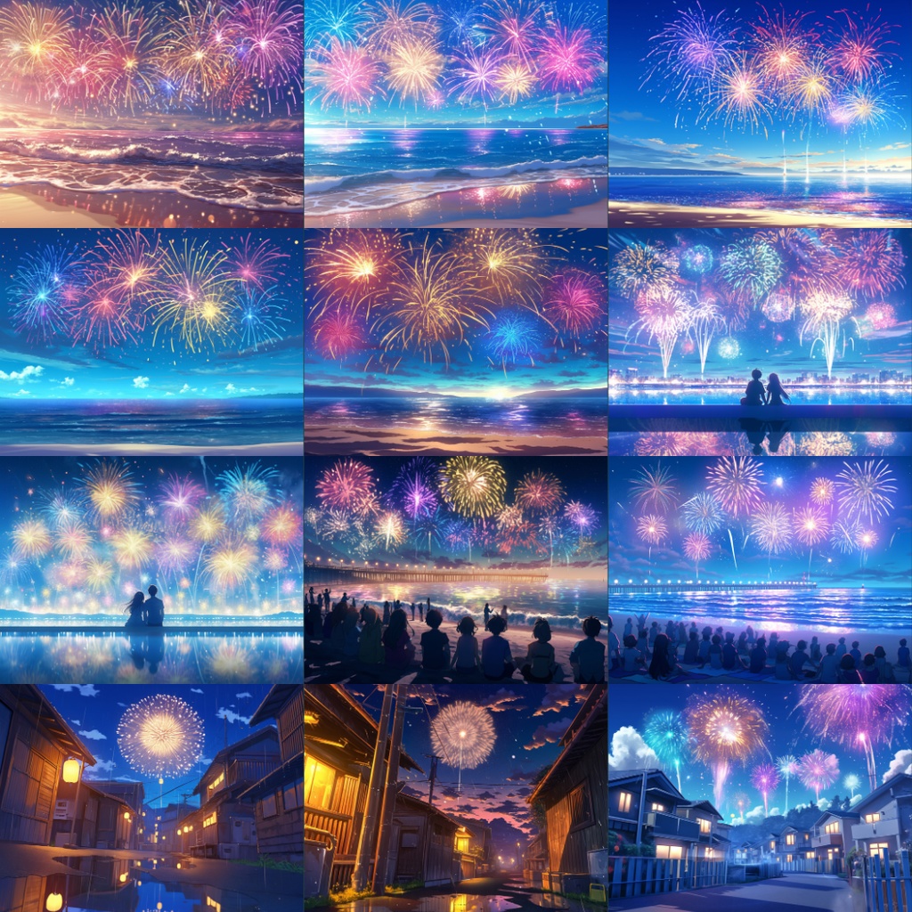 【TRPG背景素材】花火大会150枚|花火・祭り・神社・盆踊りetc