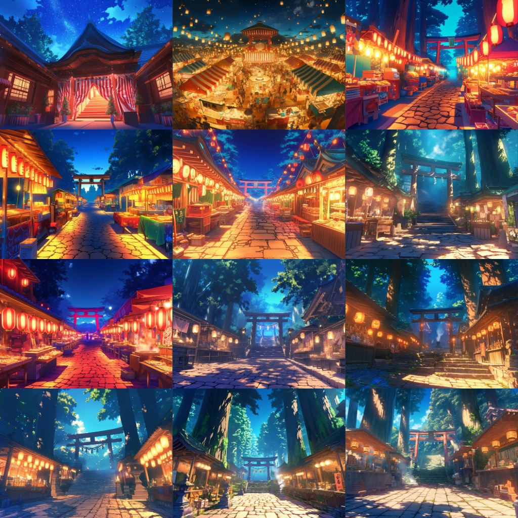 【TRPG背景素材】花火大会150枚|花火・祭り・神社・盆踊りetc