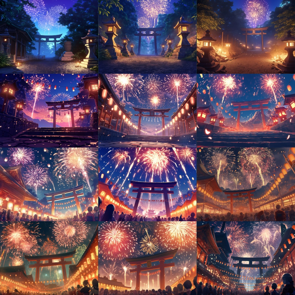 【TRPG背景素材】花火大会150枚|花火・祭り・神社・盆踊りetc