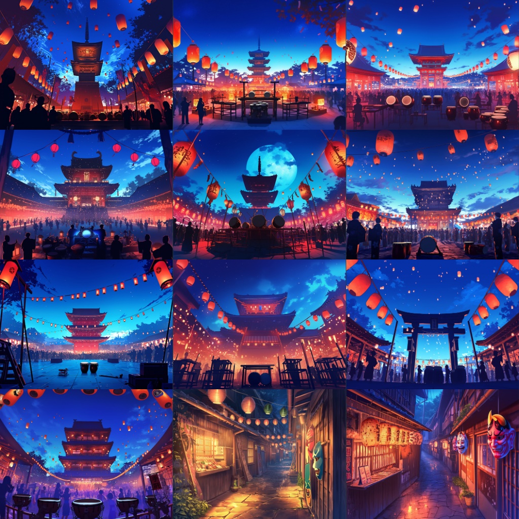 【TRPG背景素材】花火大会150枚|花火・祭り・神社・盆踊りetc