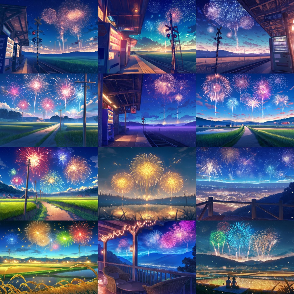 【TRPG背景素材】花火大会150枚|花火・祭り・神社・盆踊りetc