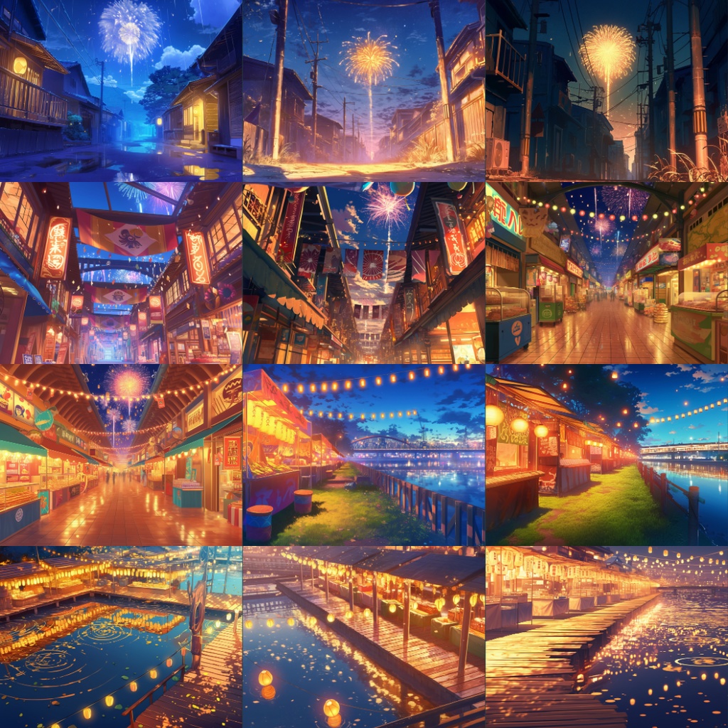 【TRPG背景素材】花火大会150枚|花火・祭り・神社・盆踊りetc