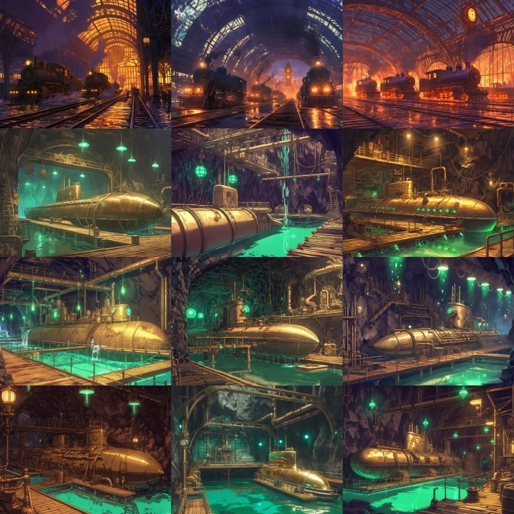 【TRPG背景素材】スチームパンク130枚|街並み・広場・時計塔・部屋・研究所・地下通路etc