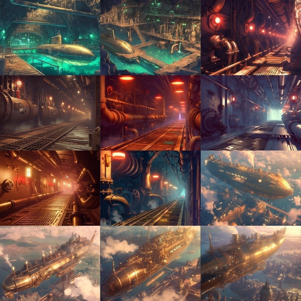 【TRPG背景素材】スチームパンク130枚|街並み・広場・時計塔・部屋・研究所・地下通路etc