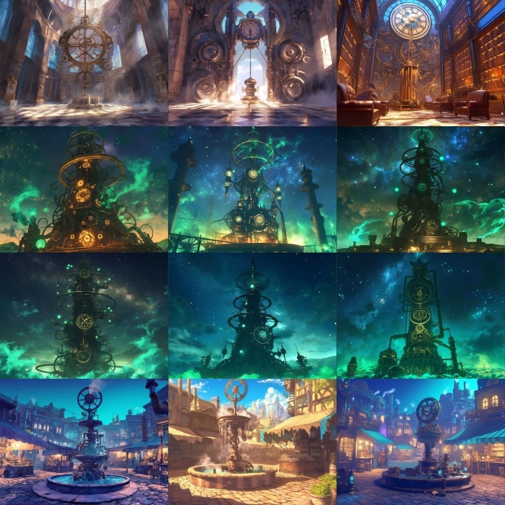 【TRPG背景素材】スチームパンク130枚|街並み・広場・時計塔・部屋・研究所・地下通路etc