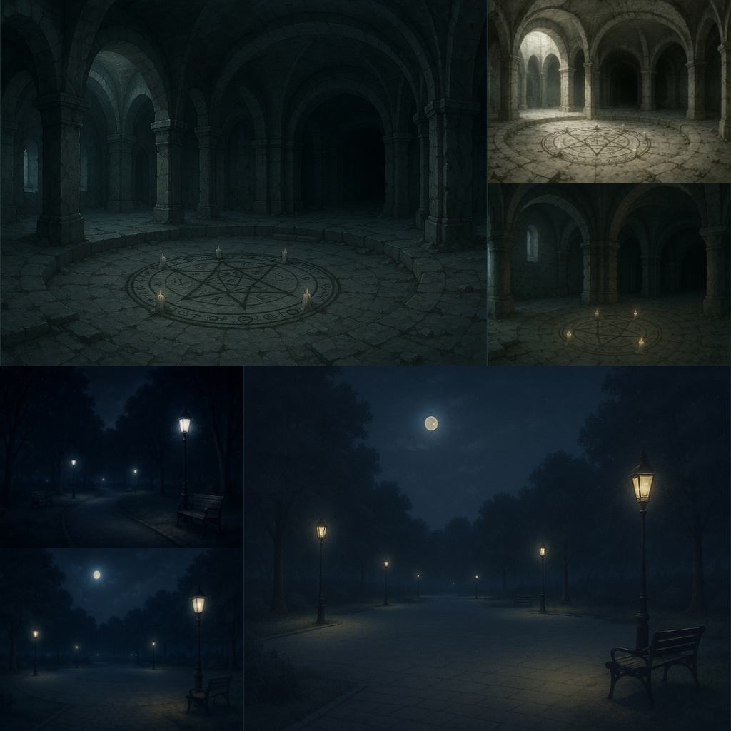 【TRPG背景素材】ダークな世界観63枚|ショッピングモール・深夜コンビニ・廃工場・地下道・研究所・教室・コインランドリー・地下鉄etc