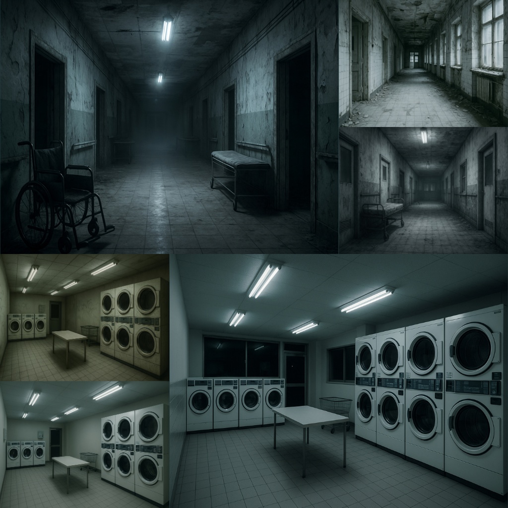 【TRPG背景素材】ダークな世界観63枚|ショッピングモール・深夜コンビニ・廃工場・地下道・研究所・教室・コインランドリー・地下鉄etc