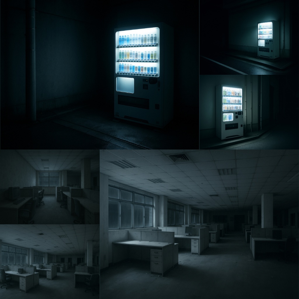 【TRPG背景素材】ダークな世界観63枚|ショッピングモール・深夜コンビニ・廃工場・地下道・研究所・教室・コインランドリー・地下鉄etc