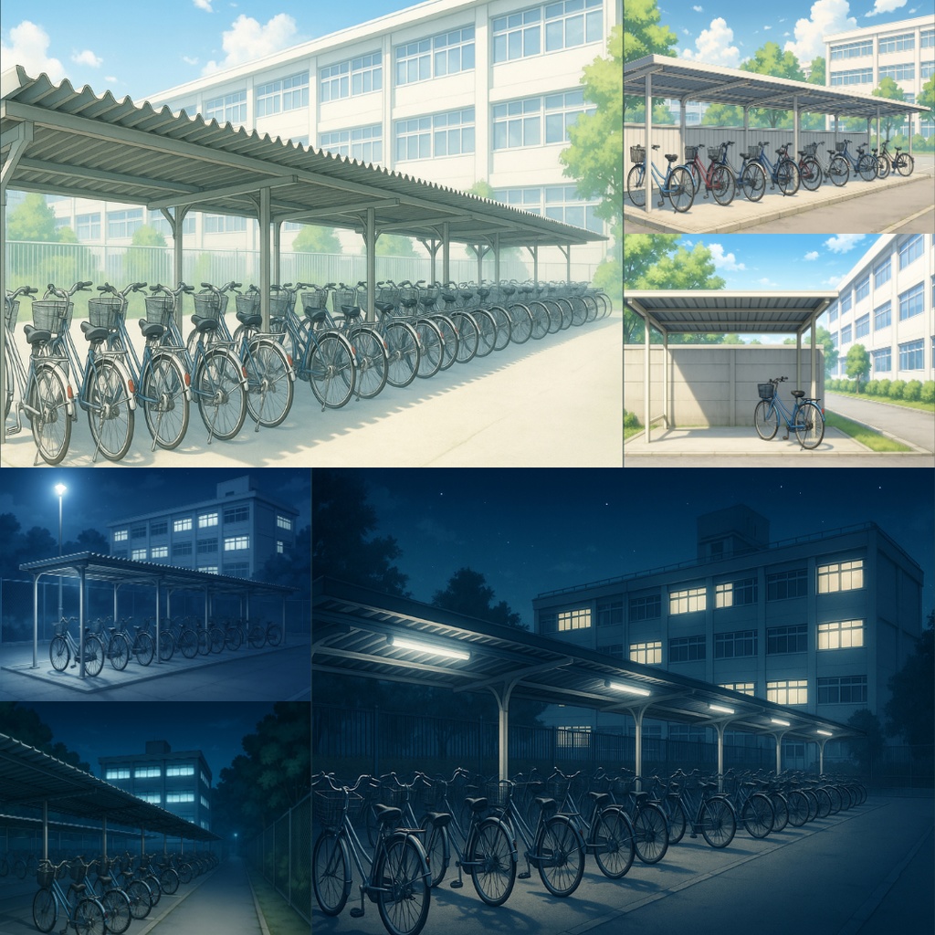 【TRPG背景素材】不穏な通学パック69枚|駐輪場・通学路・空き地・無人駅・校門・住宅街・バス停・無人電車etc