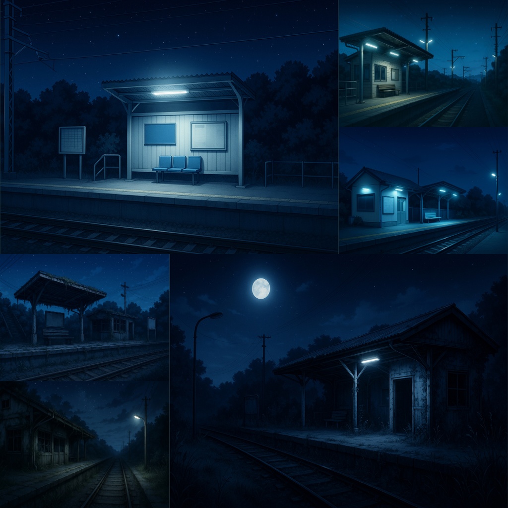 【TRPG背景素材】不穏な通学パック69枚|駐輪場・通学路・空き地・無人駅・校門・住宅街・バス停・無人電車etc