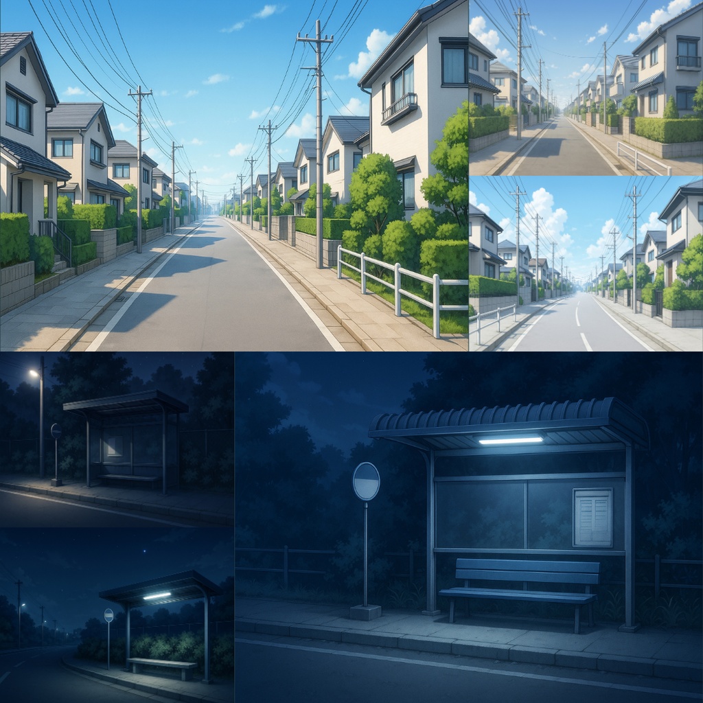 【TRPG背景素材】不穏な通学パック69枚|駐輪場・通学路・空き地・無人駅・校門・住宅街・バス停・無人電車etc