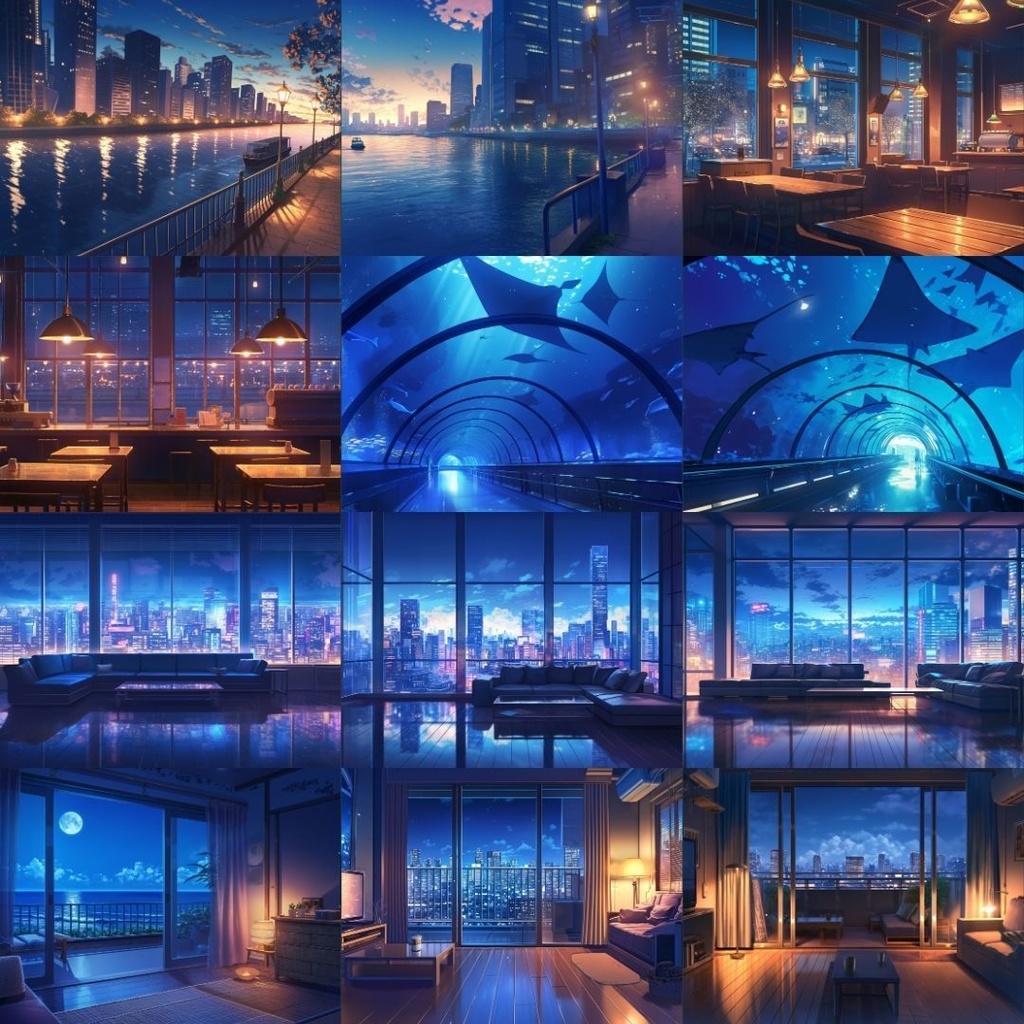 【TRPG背景素材】夜/夜景155枚|ファンタジー・ホラー・日常・施設・風景etc