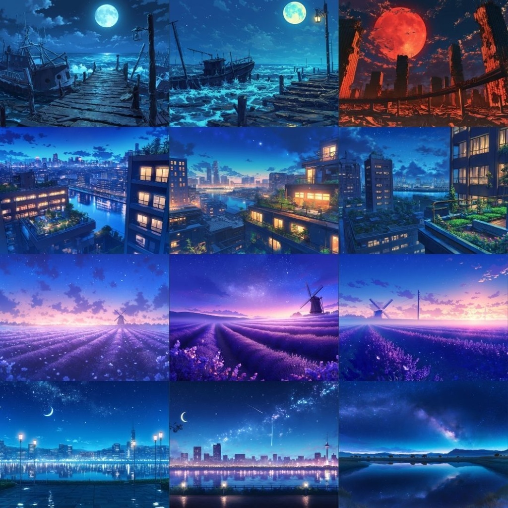 【TRPG背景素材】夜/夜景155枚|ファンタジー・ホラー・日常・施設・風景etc