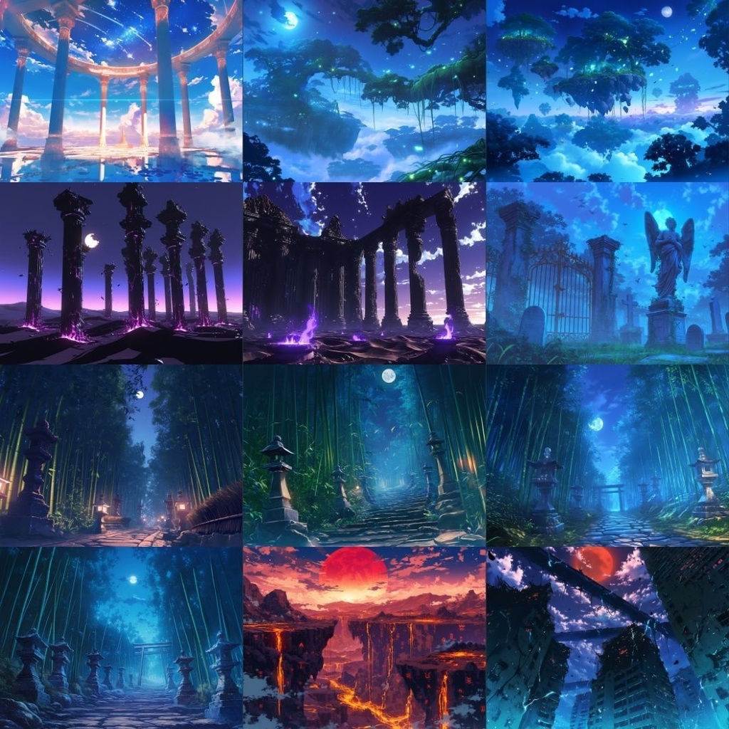 【TRPG背景素材】夜/夜景155枚|ファンタジー・ホラー・日常・施設・風景etc