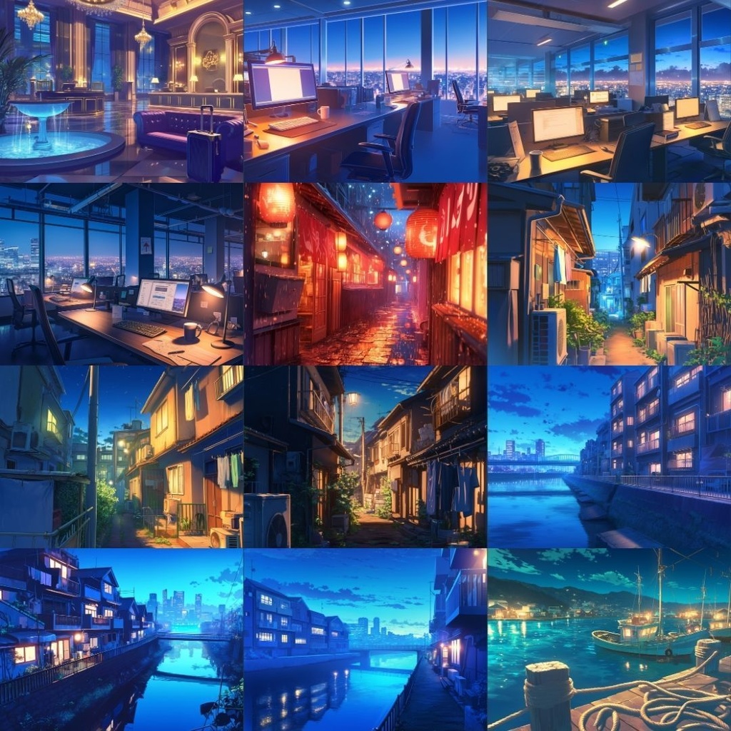 【TRPG背景素材】夜/夜景155枚|ファンタジー・ホラー・日常・施設・風景etc