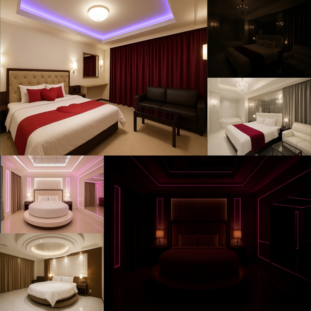 厳選【TRPG背景素材】ラブホテル54枚|部屋・廊下・お風呂・ロビー・天井鏡・ベッド