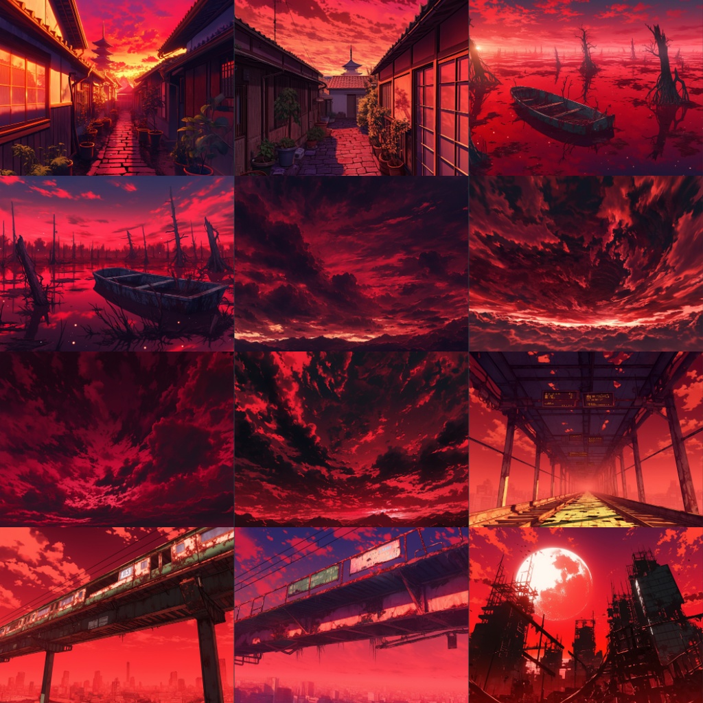 【TRPG背景素材】真紅な空110枚|ファンタジー・施設・風景etc