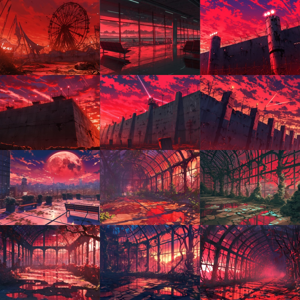 【TRPG背景素材】真紅な空110枚|ファンタジー・施設・風景etc