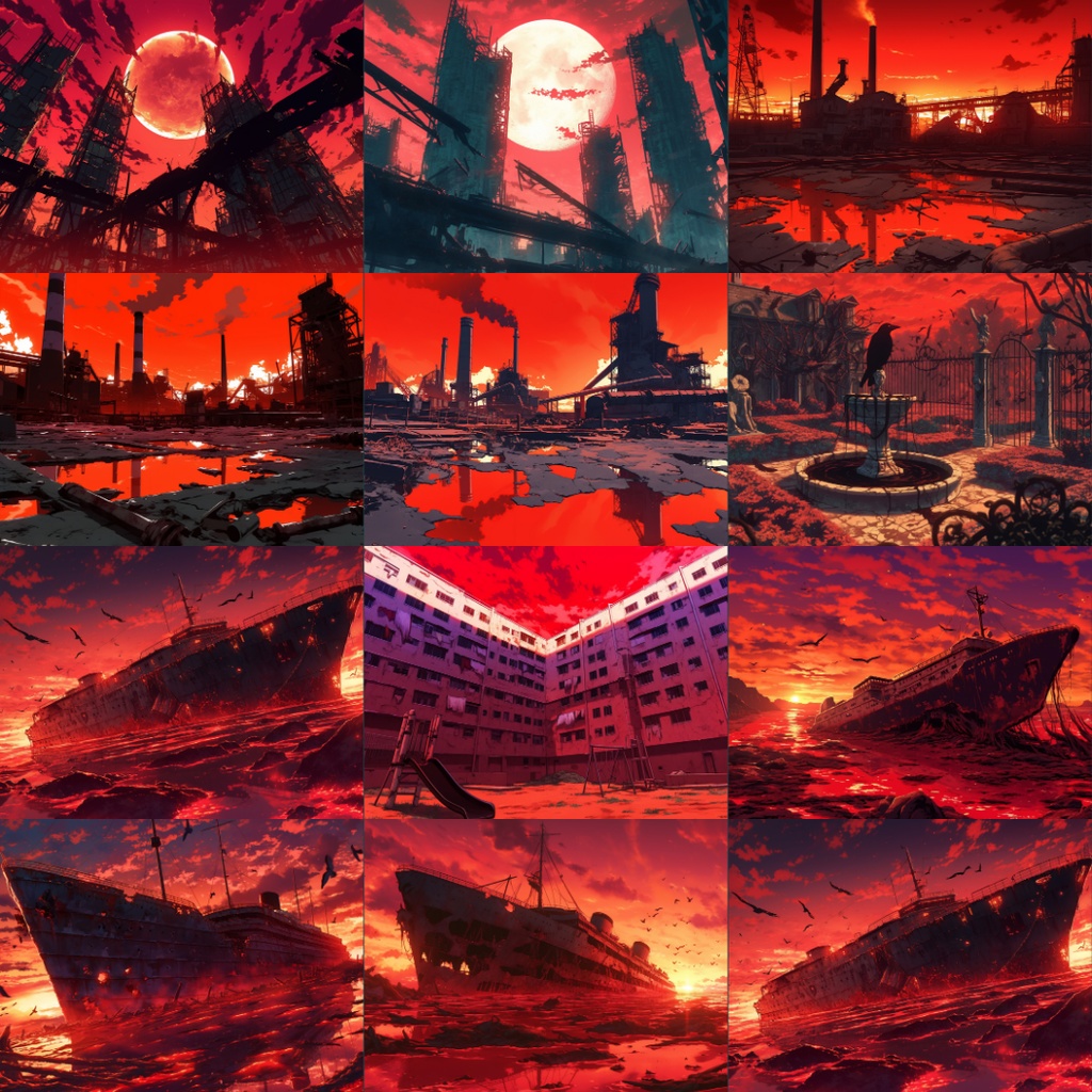 【TRPG背景素材】真紅な空110枚|ファンタジー・施設・風景etc