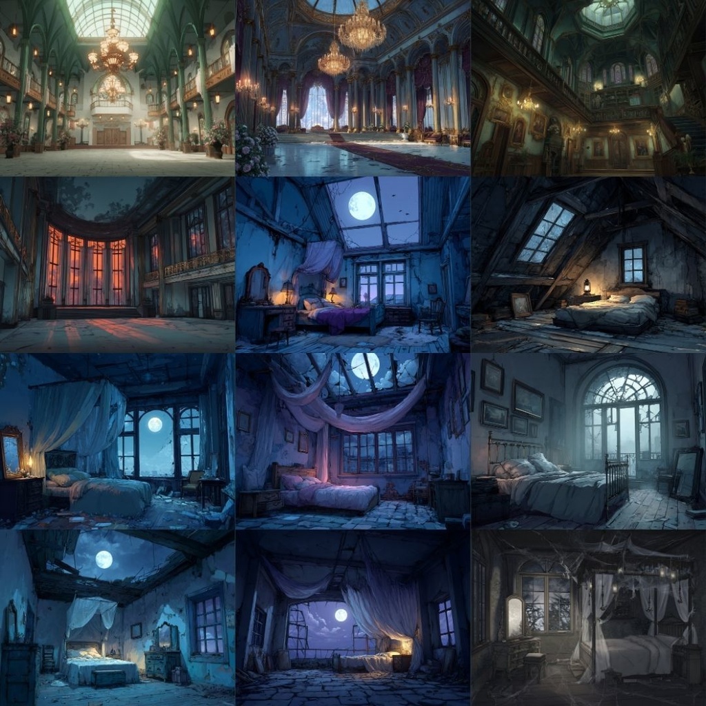 【TRPG背景素材】不穏な屋敷_150枚|外観・部屋・廊下・地下室etc