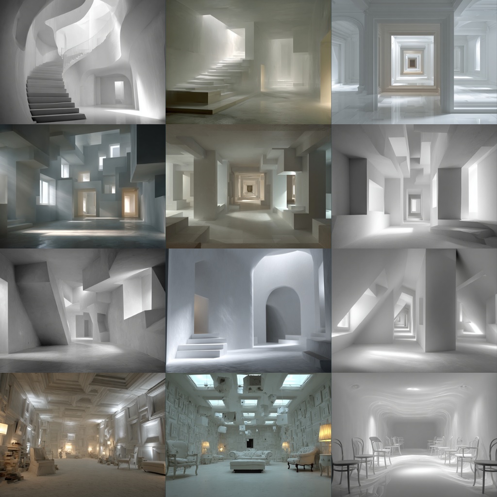 【TRPG背景素材】見知らぬ白い空間_115枚|寝室・収容所・教会・本棚・椅子・ステンドグラス・音楽室・意識の中・白い部屋etc