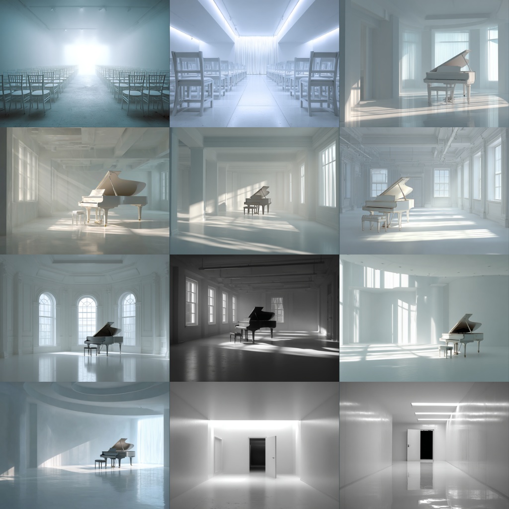 【TRPG背景素材】見知らぬ白い空間_115枚|寝室・収容所・教会・本棚・椅子・ステンドグラス・音楽室・意識の中・白い部屋etc