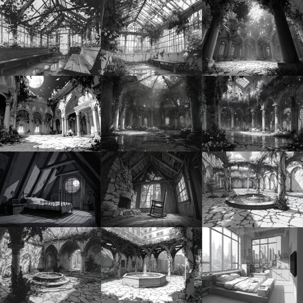 【TRPG背景素材】モノクロ 250枚|風景・施設・ファンタジー・ホラー