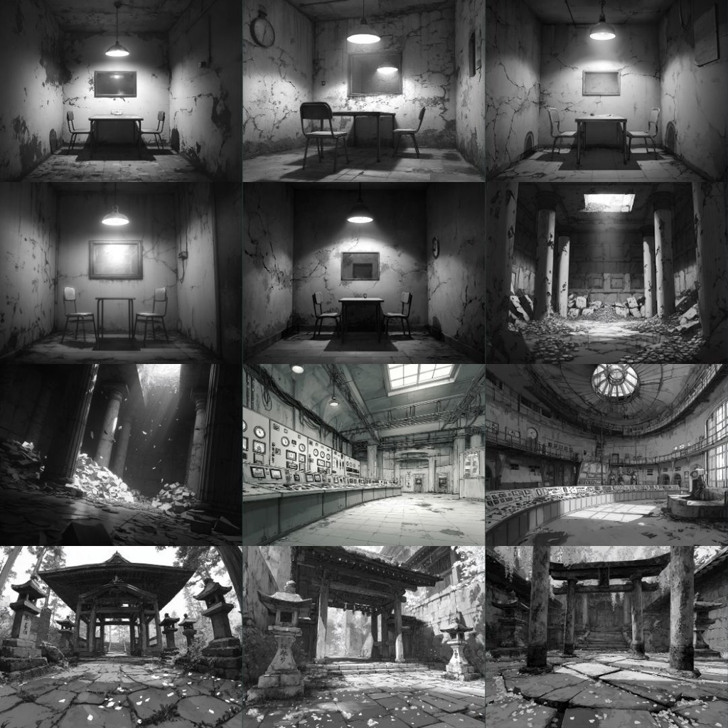 【TRPG背景素材】モノクロ 250枚|風景・施設・ファンタジー・ホラー