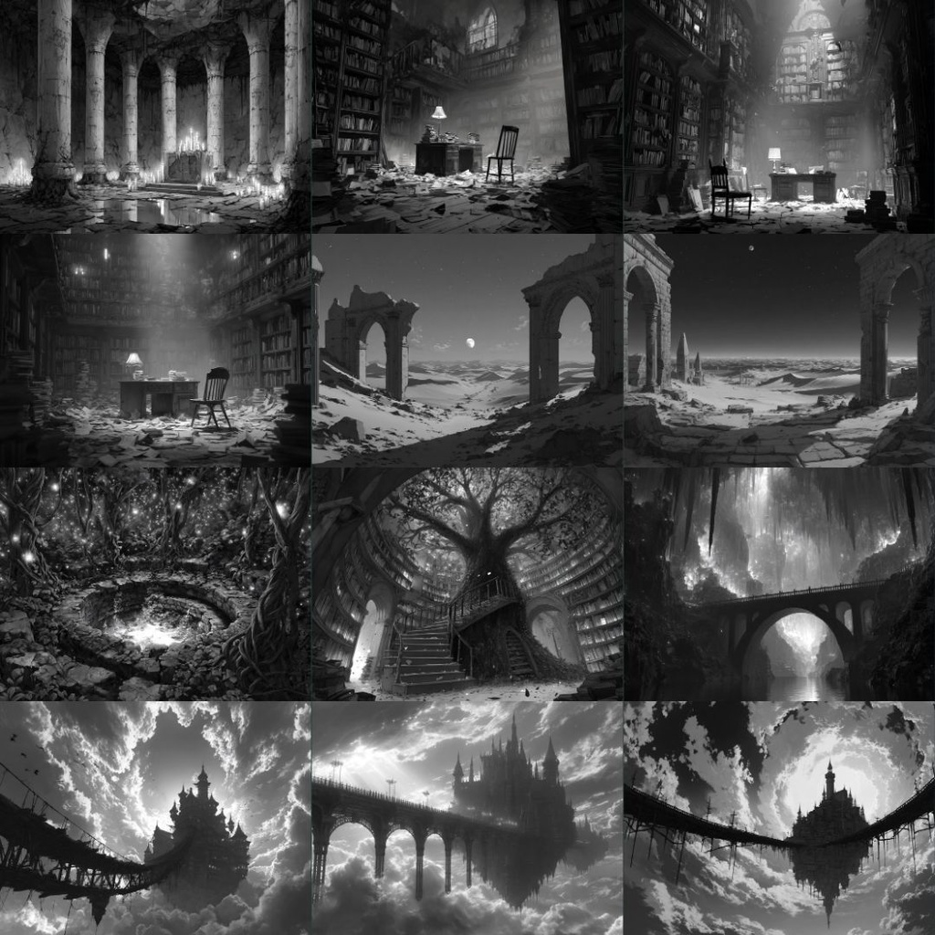 【TRPG背景素材】モノクロ 250枚|風景・施設・ファンタジー・ホラー