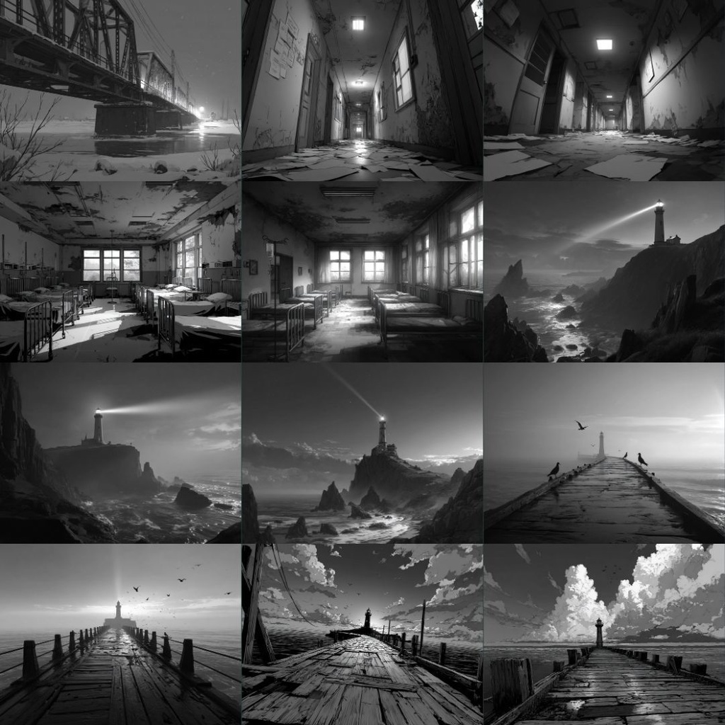 【TRPG背景素材】モノクロ 250枚|風景・施設・ファンタジー・ホラー