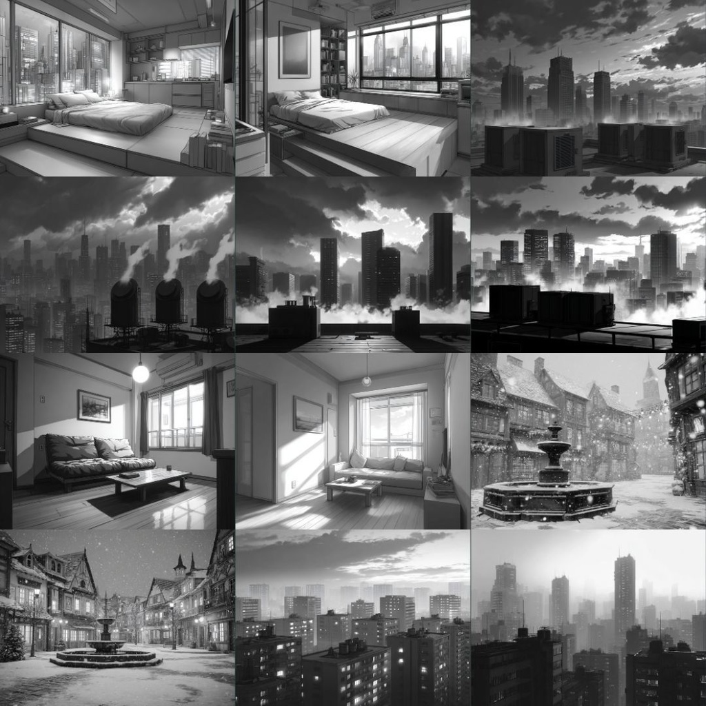 【TRPG背景素材】モノクロ 250枚|風景・施設・ファンタジー・ホラー