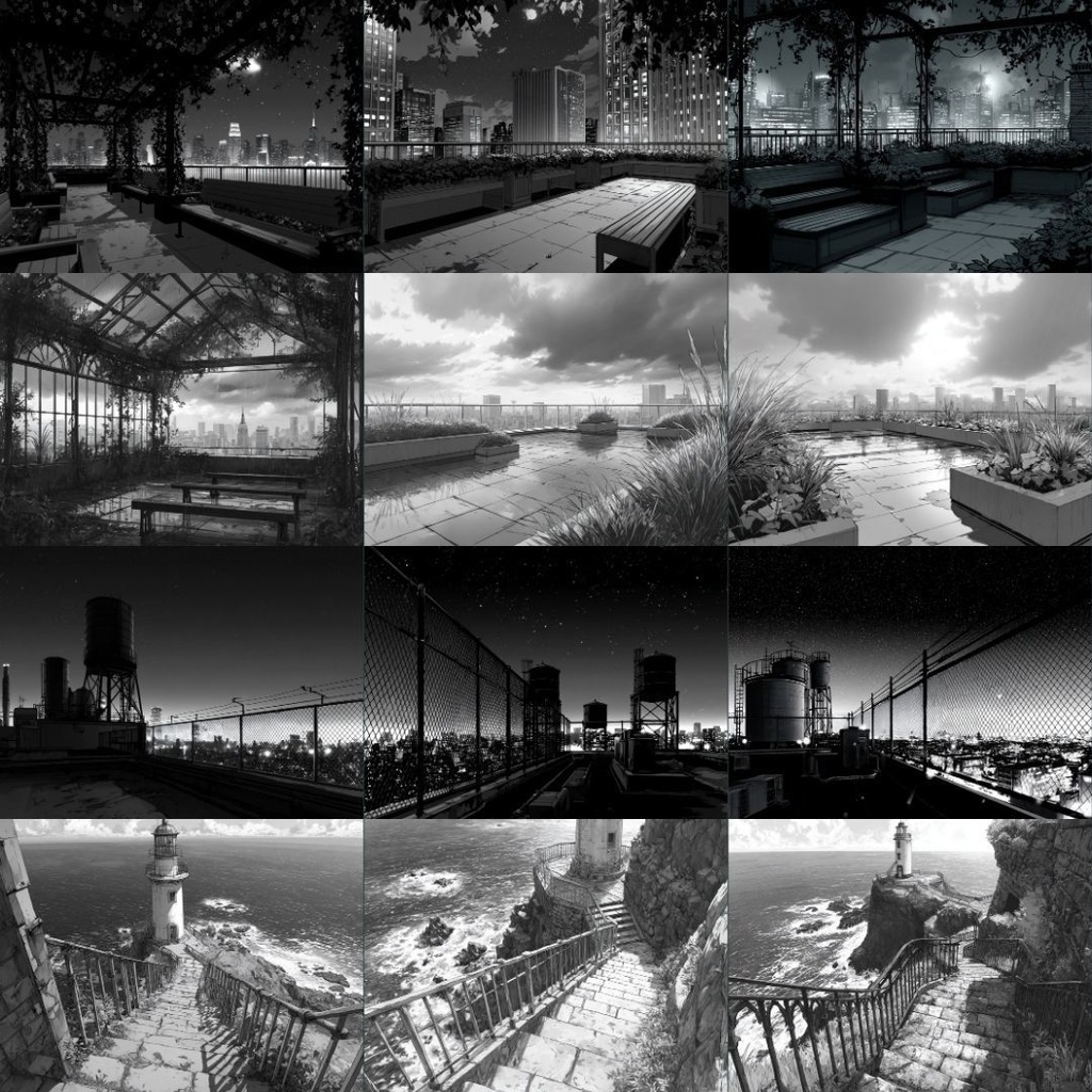 【TRPG背景素材】モノクロ 250枚|風景・施設・ファンタジー・ホラー