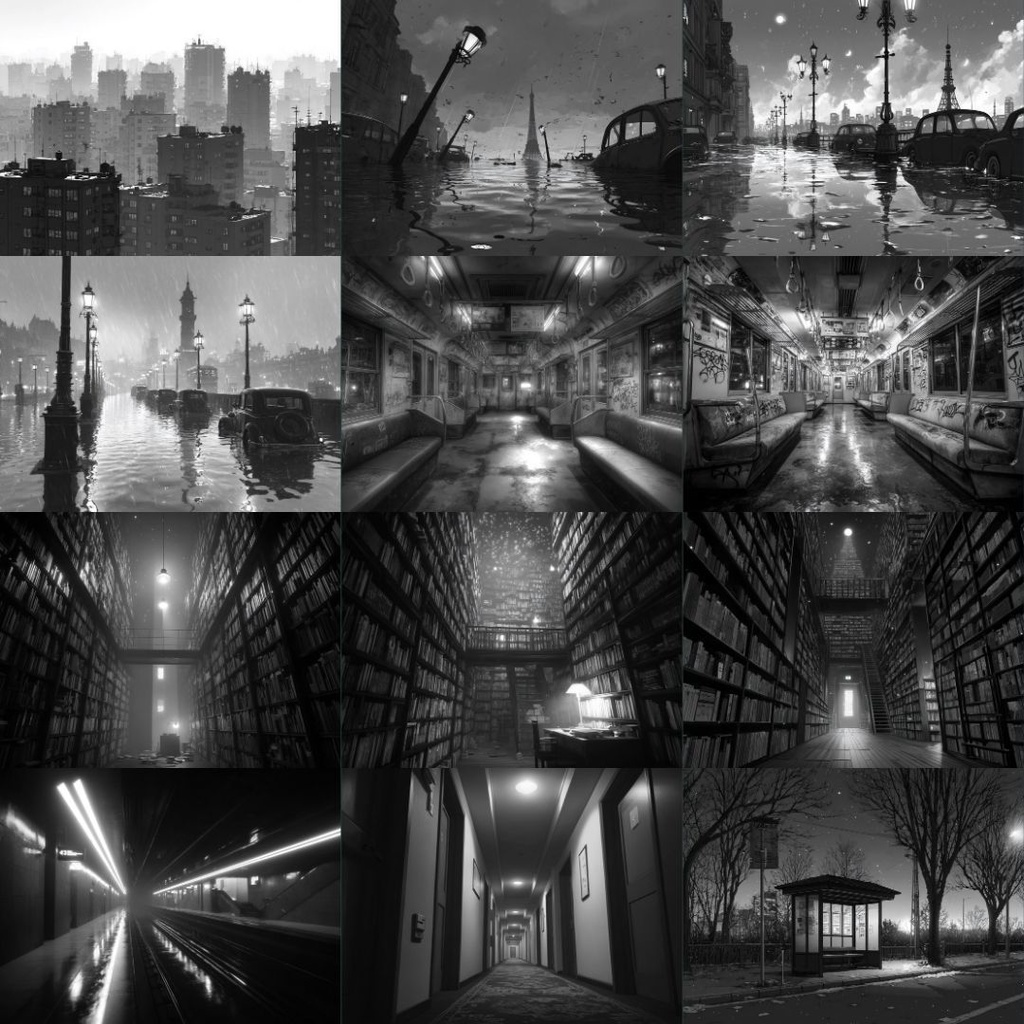 【TRPG背景素材】モノクロ 250枚|風景・施設・ファンタジー・ホラー